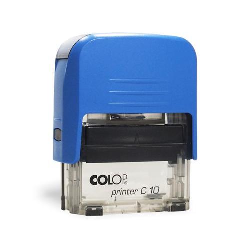 carimbo-automatico-colop-printer-10-azul-transparente.jpg Carimbo Automático Colop Printer 10 Azul Translúcido – 27x10mm - Imagem 1