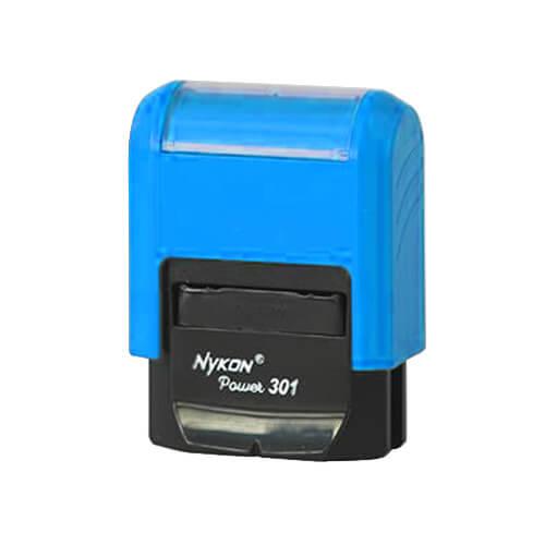 carimbo-automatico-nykon-black-301-azul-claro.jpg Carimbo Automático Nykon Power Black 301 Azul Claro – 27x10mm - Imagem 1