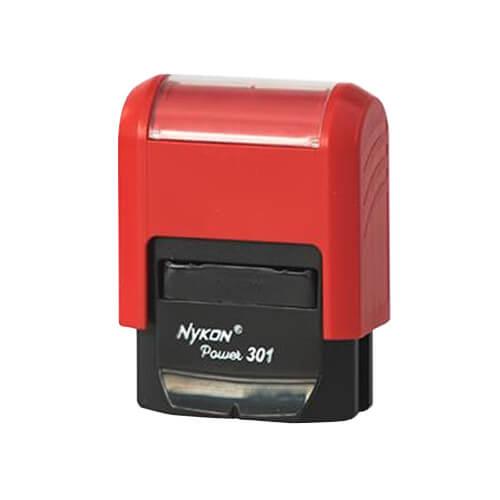 carimbo-automatico-nykon-black-301-vermelho.jpg Carimbo Automático Nykon Power Black 301 Vermelho – 27x10mm - Imagem 1