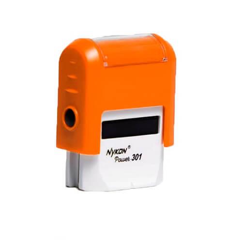 carimbo-automatico-nykon-power-301-laranja.jpg Carimbo Automático Nykon Power Tradicional 301 Laranja – 27x10mm - Imagem 1