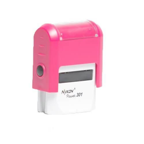 carimbo-automatico-nykon-power-301-rosa-neon.jpg Carimbo Automático Nykon Power Tradicional 301 Rosa – 27x10mm - Imagem 1