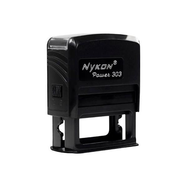 carimbo-automatico-nykon-power-black-303.jpg Carimbo Nykon Power Black 303 Preto – 47x18mm - Imagem 1