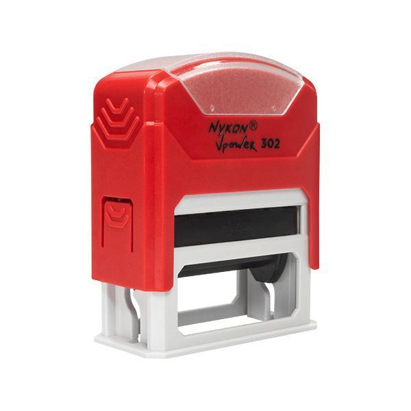 carimbo-automatico-nykon-v-power-302-vermelho.jpg Carimbo Automático Nykon VPower 302 Vermelho Coral - 38x14mm - Imagem 1