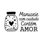 Carimbo de madeira personalizado – Contém Amor – CA-15