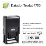 Carimbo Datador Automático com placa de texto Trodat 4750 – 41x24mm - Imagem 2